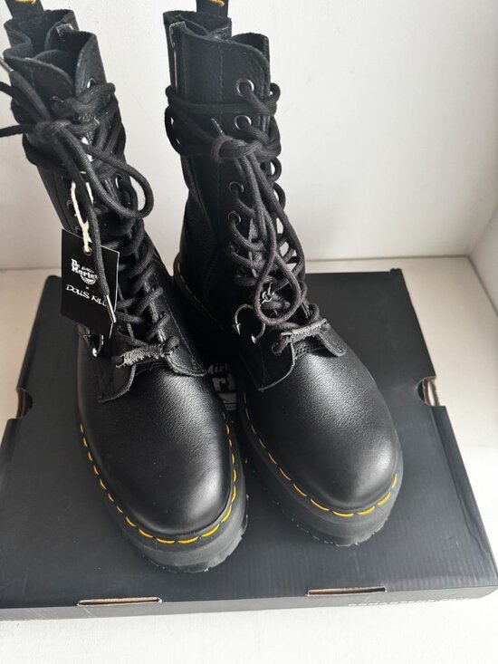 Doc Martens X Dolls Kill Black Leather Boots 9 - Picture 8 of 11